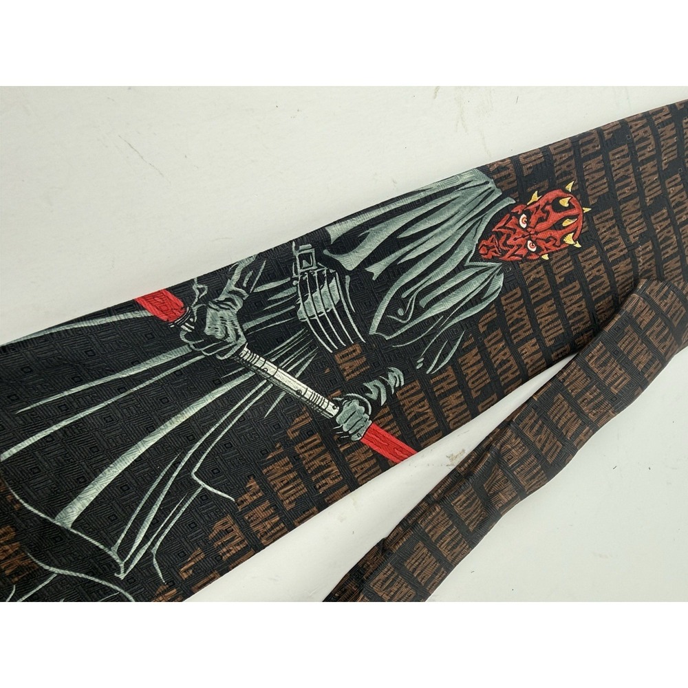 Vintage 90's Star Wars Red & Black Darth Maul Pattern Men's Neck Tie 56x4"